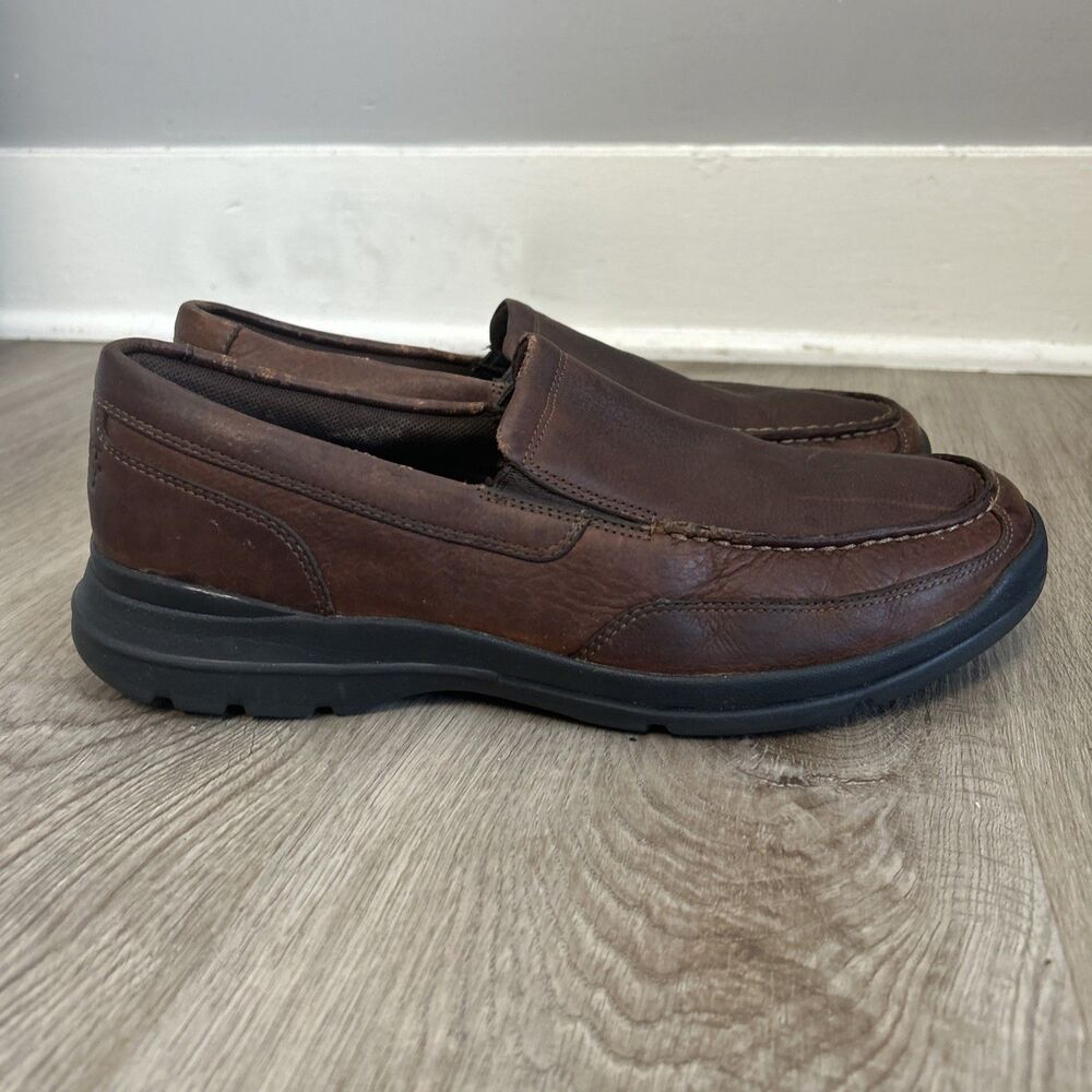 Rockport Junction Point Slip On Loafers Mens 10.5 Brown Leather Trutech Shoes